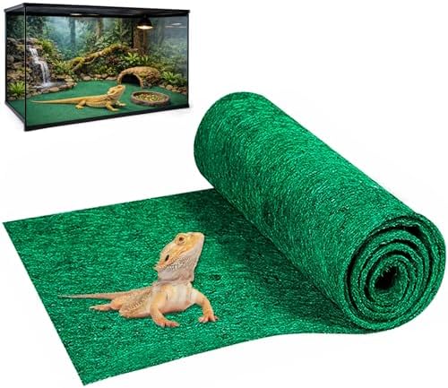 Mechpia 47" x 24" Large Reptile Carpet Terrarium Liner Bedding Reptile Substrate Mat Tank Accessories for Bearded Dragon Snake Lizard Tortoise Leopard Gecko (Green)