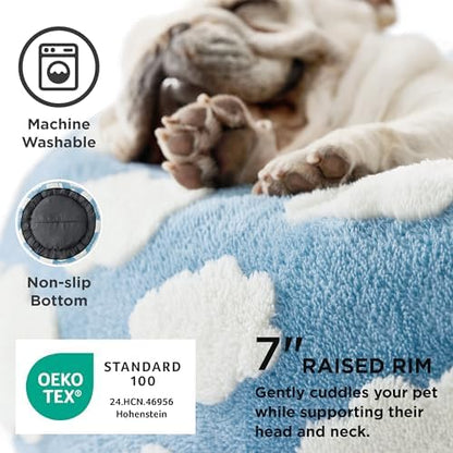 LE SURE Shown on TV Jacquard Donut Cute Small Dog Beds,Blue 23x23x7in