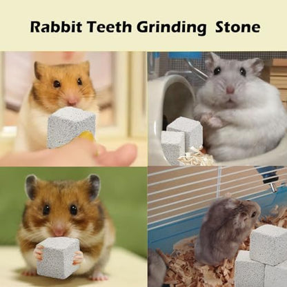 PINVNBY 9 Pcs Lava Blocks for Chinchillas,Hamster Chew Stones Square Mineral Calcium Bunny Teeth Pumice Grinding Chew Toys for Guinea Pig Rat Rodent