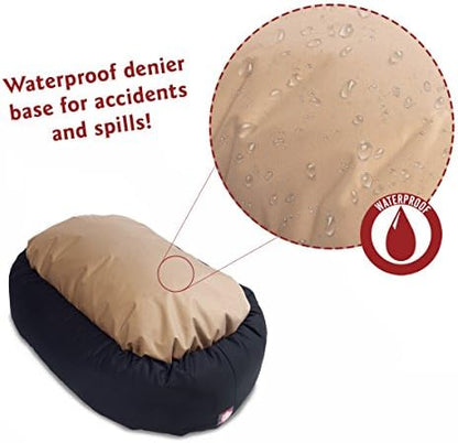 Majestic Pet Sherpa Bagel Dog Bed, 40 Inch Large, Round, Washable, Black