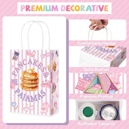 16Pcs Pancakes Pajamas Party Favor Bags Pink Slumber Brunch Goodie Bags