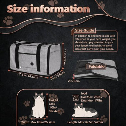 YUDODO 2 Packs 25 lbs Soft Sided Pet Carrier for Large Cat & Small Dog