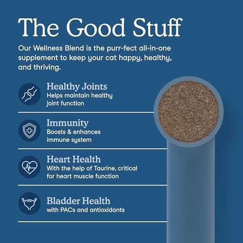 Fera Pets Wellness Blend - Cat Health Supplement with Feline-Specific Probiotics, Taurine and Lysine - Promotes Healthy Joints, Immunity, Heart & Bladder -Powder - 60 Scoops (Pack of 2)