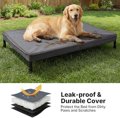 Veehoo Chew Proof Dog Bed, Orthopedic Elevated Dog Bed with Padded Cover