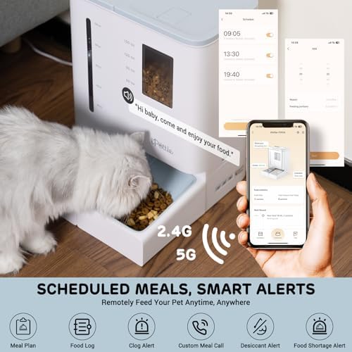 iPettie FW54 5G/2.4GHz WiFi Automatic Feeder and Waterer 2-in-1 Set for Pet