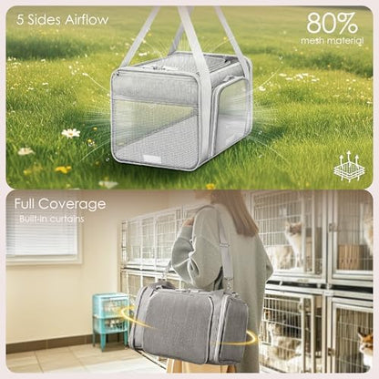 Top and 2 Sides Expandable Cat Carrier 18x11x11 TSA Airline Approved