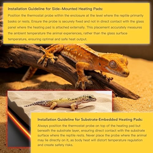 Reptile Heat Pad 16W with PID Dimming Thermostat, Adjustable Thermostat Heating Pad for Reptile Tank, Lizard, Snake, Bearded Dragon, Hermit Crab, Terrarium Heating Mat for Reptiles
