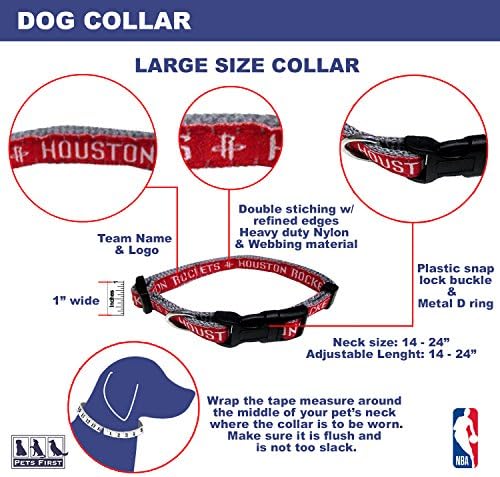Pets First NBA PET Collar HOUSTON ROCKETS Dog Collar, Size Large Basketball Team Collar for Dogs & Cats. A Shiny & Colorful Dog & Cat Collar Licensed by the NBA