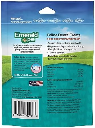 Emerald Pet Grain Free Cat Dental Treats, Ocean Fish, 3 oz