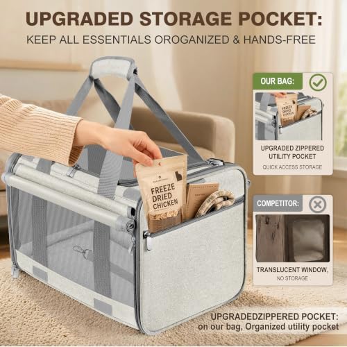Soft Sided Cat Carrier for Anxious Pets with Privacy Roller Blinds