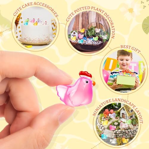360PCS Luminous Mini Resin Chicken Tiny Chickens Bulk for Dollhouse