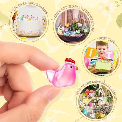 360PCS Luminous Mini Resin Chicken Tiny Chickens Bulk for Dollhouse