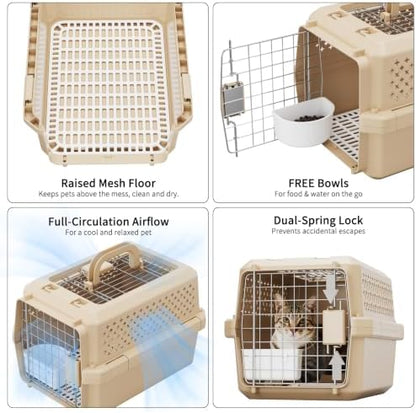 RIZZARI Dog Travel Carrier Crate: Lightweight Handle Ventilated Design