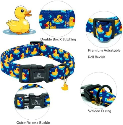 Lionheart glory Dog Collar Ducky Pattern Cute Collar for Small Dogs Spring Summer Boy Dog Collars Pet Gift Adjustable Heavy-Duty Puppy Collars