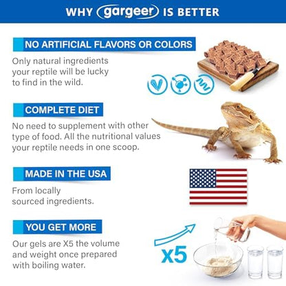 Gargeer 16oz Bearded Dragon Food. All Stages Complete Gel Diet, Made in USA