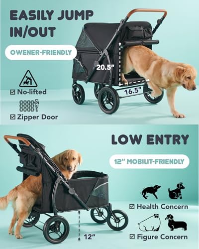 Zoosky Pet Stroller for Large Dogs up to 110lbs, Large Pet Stroller