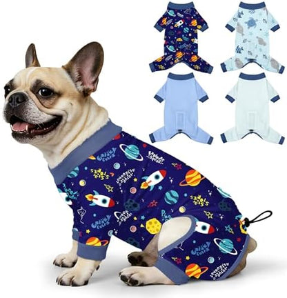 Bienbee Dog Pajamas, 4 Pack Adjustable Onesies for Small to Large Dogs L
