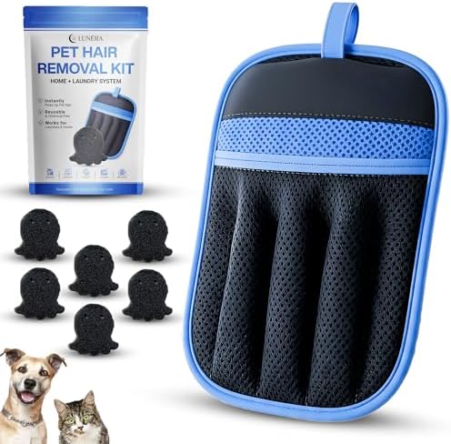 Pet Hair Remover Kit – New 2026 – Electrostatic Glove + 6 Fur-Releasing Laundry Octopuses – Dog & Cat Hair Removal for Furniture, Couch, Carpet, Car Seat, Clothes, Bedding, Washer & Dryer