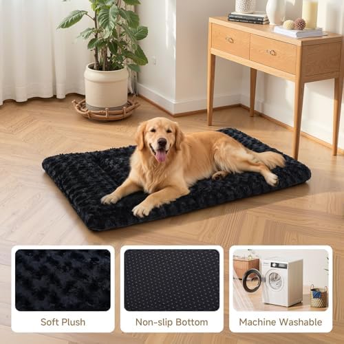 Exsnugy Washable Dog Bed Mat Medium Size Fluffy Pet Crate Pad 36x23