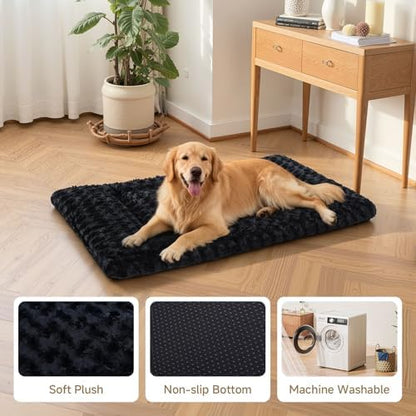 Exsnugy Washable Dog Bed Mat Medium Size Fluffy Pet Crate Pad 36x23