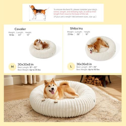 Bedsure ComfyFleece™ Donut Dog Beds Large Sized Dog with Washable Cover