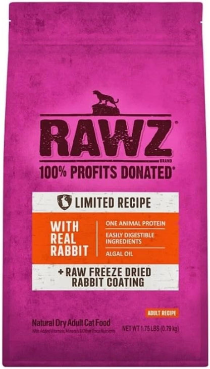Rawz Real Rabbit Dry Food for Cats with Freeze Dried Coating (1.75 Pounds) Made in USA