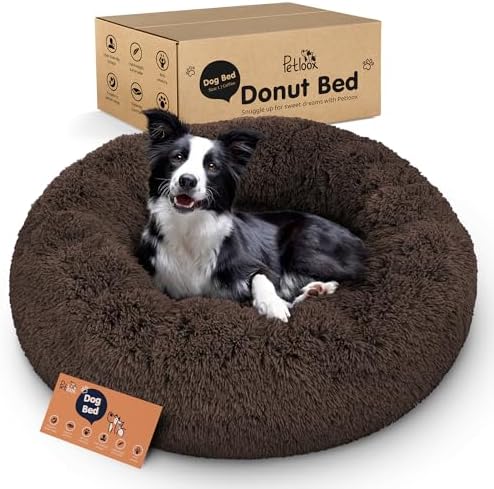 Calming Donut Dog Bed for Small Dogs, Round Dog Bed for Medium & Large Dogs