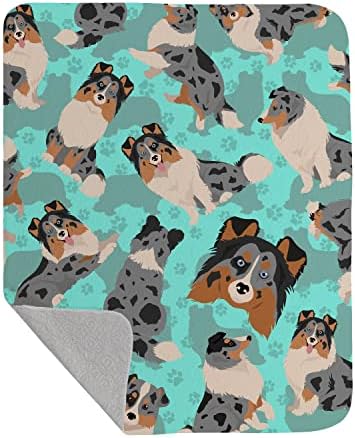 Caroline's Treasures MLM1085LQB Blue Merle Sheltie Quilted Blanket 50x60 Artwork Pattern Quilted Throw Blanket for Bed, Couch, Sofa, Soft and Lightweight