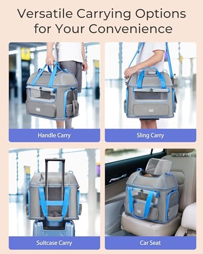 Expandable Cat Dog Carrier: NOBLE DUCK Soft-Sided Pet Carrier Airline Approved Large Small Medium Collapsible Portable Travel Up to 25 Lbs Black