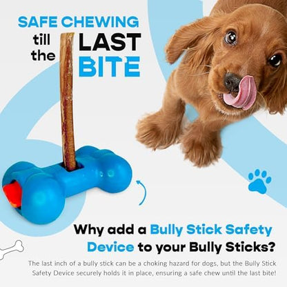 7" Thick Bully Sticks (5 Pack) with Bully Stick Safety Device - No Choking/All Natural Pizzle Sticks and Bully Stick Holder