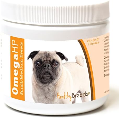 Healthy Breeds Pug Omega HP Fatty Acid Skin and Coat Support Soft Chews 60 Count