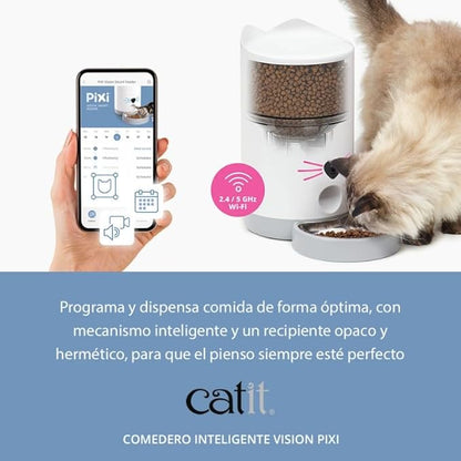 Catit PIXI Vision Smart Feeder – App-Controlled Cat Feeder with Built-in Camera, Motion Detection, Night Vision & Custom Feeding Schedule Monitoring