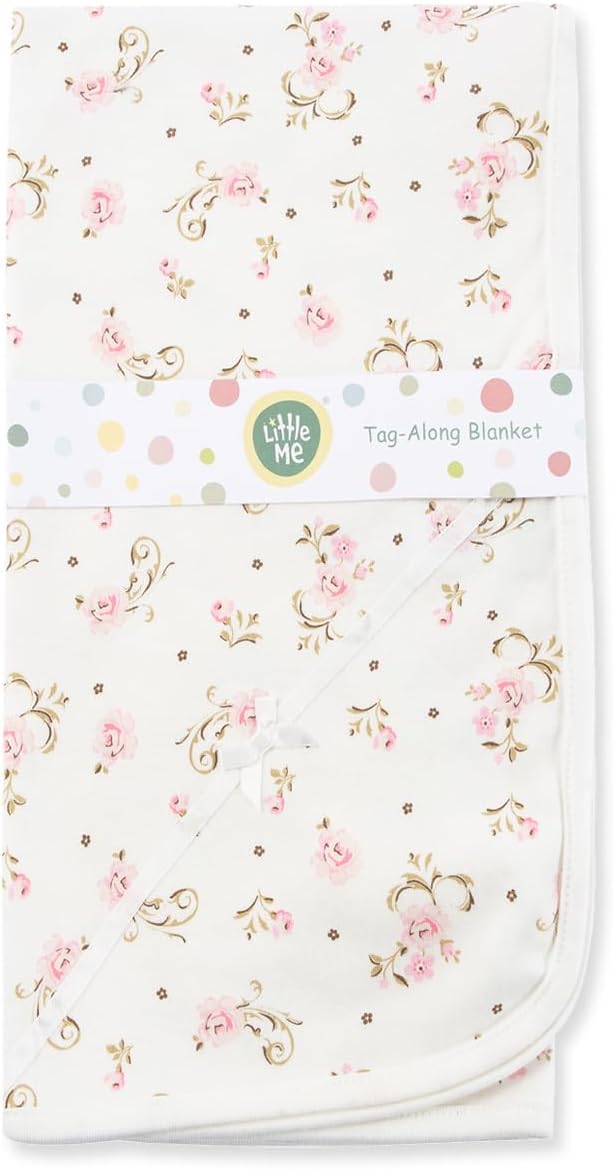 Little Me baby girls nursery swaddling blankets, Vintage Rose, One Size US