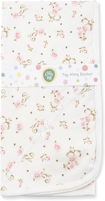 Little Me baby girls nursery swaddling blankets, Vintage Rose, One Size US