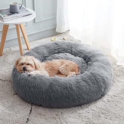 Western Home Calming Donut Medium Dog Bed Washable Pet Bed,30" Navy Grey