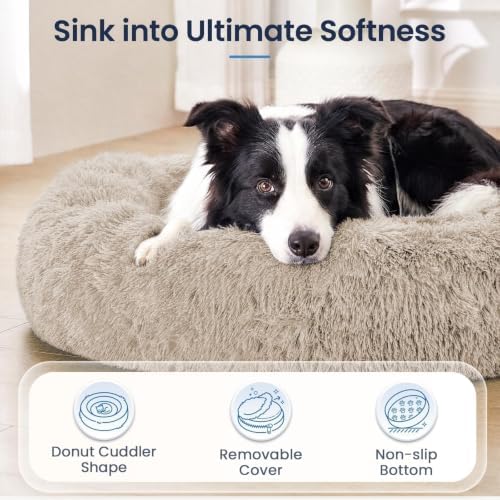 JOLLYVOGUE Washable Dog Bed Medium Size Dog, 31 Inch Donut Medium Pet Bed