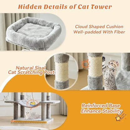 DUMOS Large 66 Inch Cat Tree Tower with Scratching Posts, Indoor Use