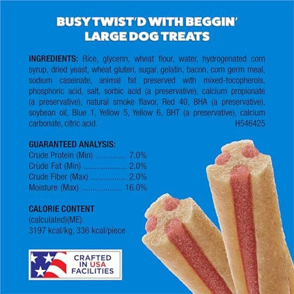 Purina Busy with Beggin Twisted Dog Treats, with Real Bacon, 10 ct Pouch