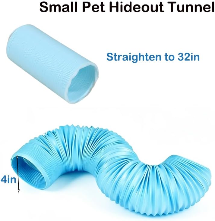 Hedgehog Ferret Enrichment Toys Set, Includes Hideout Tunnel, Skateboard, Ball Bell, Cozy Bed, and Seesaw, 5 Piece Hamster Small Animal Tunnel Hide