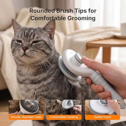 Pet Deshedding Brush，Self-Cleaning Slicker Grooming Tool with Soft Rubber Handle and Rounded Stainless Steel Pins, Removes Loose Undercoat and Tangles, Suitable for Long & Short Hair Pets