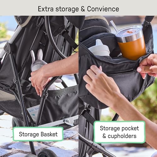 Ingenuity 3D Mini Convenience Stroller – Lightweight Stroller with Compact Fold, Multi-Position Recline, Canopy with Pop Out Sun Visor – Umbrella Stroller for Travel and More, Cashew Tan