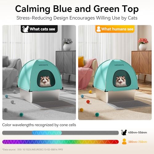 Meowant Stainless Steel Cat Litter Box with Lid, Extra Large Square 3-in-1 Enclosed Metal Litter Box with High-Sided Oxford Fabric Cover, Metal Scoop, Odorless, Non-Sticky,Leak-Resistant,Easy to Clean