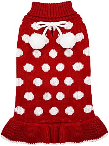 KYEESE Dog Sweater Dress for Small Medium Dogs Turtleneck Thick Knit