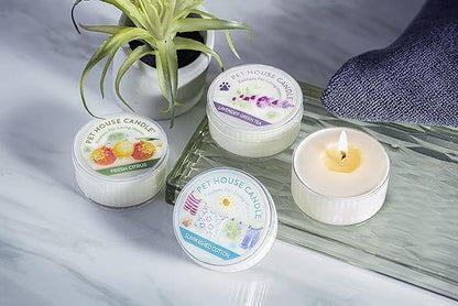 Pet House Mini Candles for Pet Odor Made with Natural Soy Wax, Plant Based, Dog and Cat Friendly Scented, Mandarin Sage Pack of 3