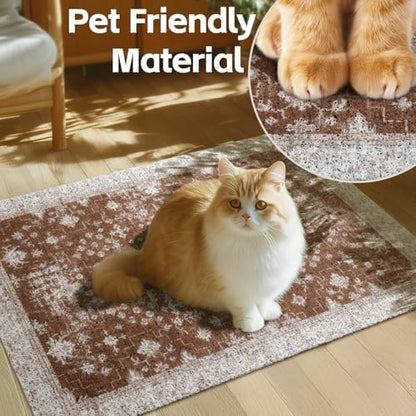 Cat Litter Mat Litter Trapping Mat, 24"x15" Waterproof Urine Proof Litter Box Mat Catcher Mat Non-Slip Washable for Kitty Kitten, Brown