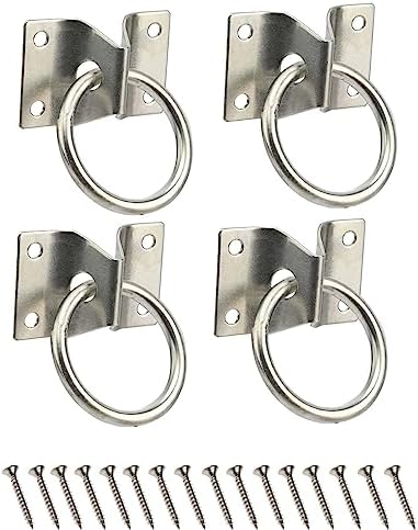 4PCS Cross Tie Ring for Horse,Block Tie Ring Hitching Ring with Screws for Horse Stall Stable