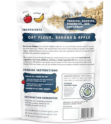 Treats, 100% All Natural Mini Bites for Rabbit Hamster Guinea Pig Chinchilla Pet Rat Mice Gerbil Bird Healthy Enrichment Bonding Rewarding (50g, Banana Apple Bites)