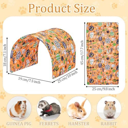 BreezeHug 4 Pcs Guinea Pig Tunnel Foldable Rabbit Hideout Washable and Soft Bunny Hide House Ferret Tunnel Toys Cage Accessories for Small Animal Hamster Hedgehogs Chinchilla(Doodle Forest)