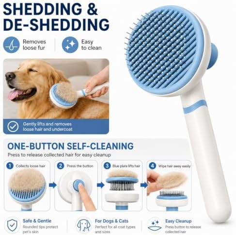 NVNAN 5-Piece Dog Grooming Brush Set with Grooming Gloves