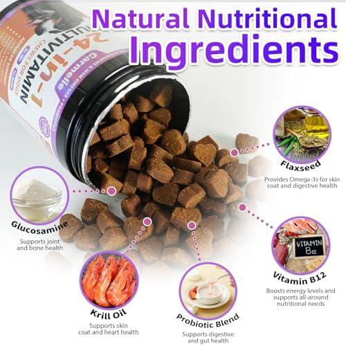 Carmelie Dog Vitamins, 24 in 1 Dog Multivitamins is Human Grade, 200 Chews